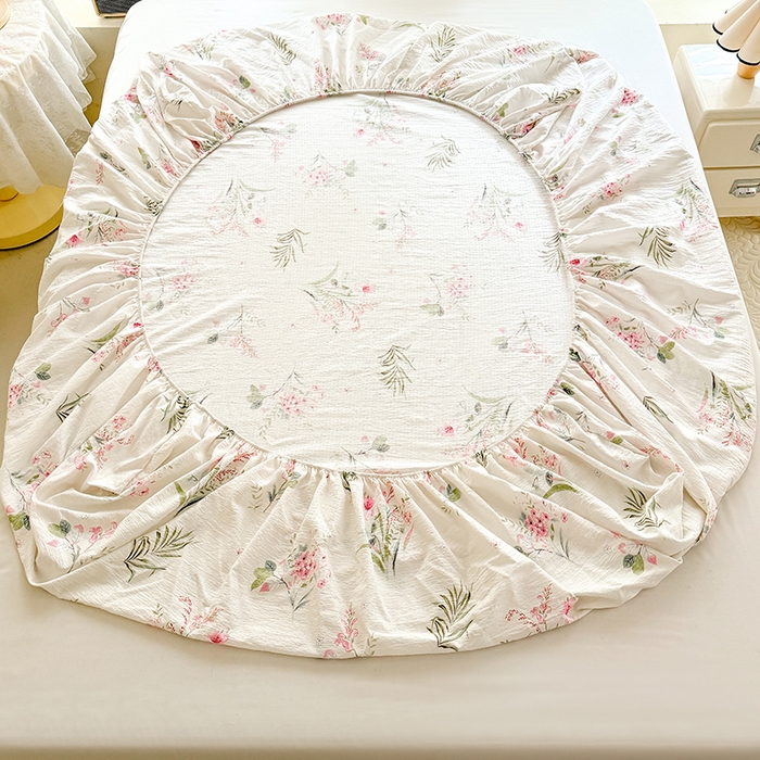 91家纺网 家纺一手货源 找家纺 九诺家纺 2026春夏新款丝柔棉小清新单床笠床罩保护套床笠单件床笠三件套 春意安然