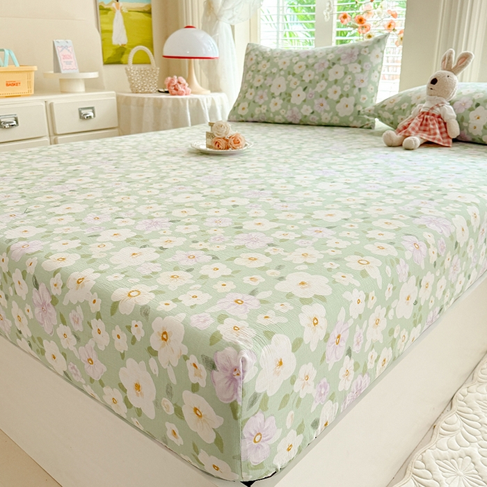 91家纺网 家纺一手货源 找家纺 九诺家纺 2026春夏新款丝柔棉小清新单床笠床罩保护套床笠单件床笠三件套 海岛青春