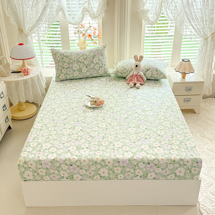 91家纺网 家纺一手货源 找家纺 九诺家纺 2026春夏新款丝柔棉小清新单床笠床罩保护套床笠单件床笠三件套 海岛青春