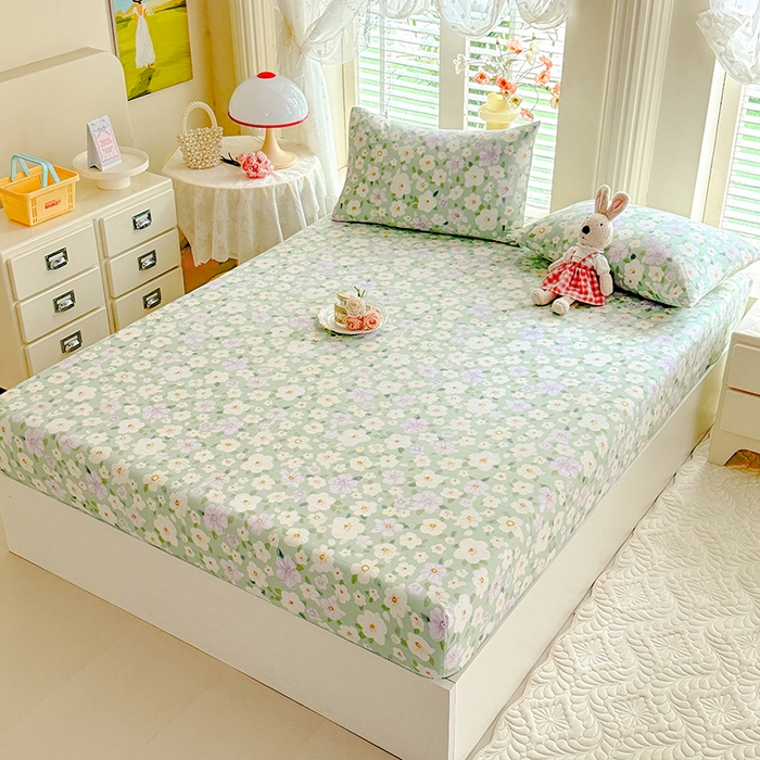 91家纺网 家纺一手货源 找家纺 九诺家纺 2026春夏新款丝柔棉小清新单床笠床罩保护套床笠单件床笠三件套 海岛青春