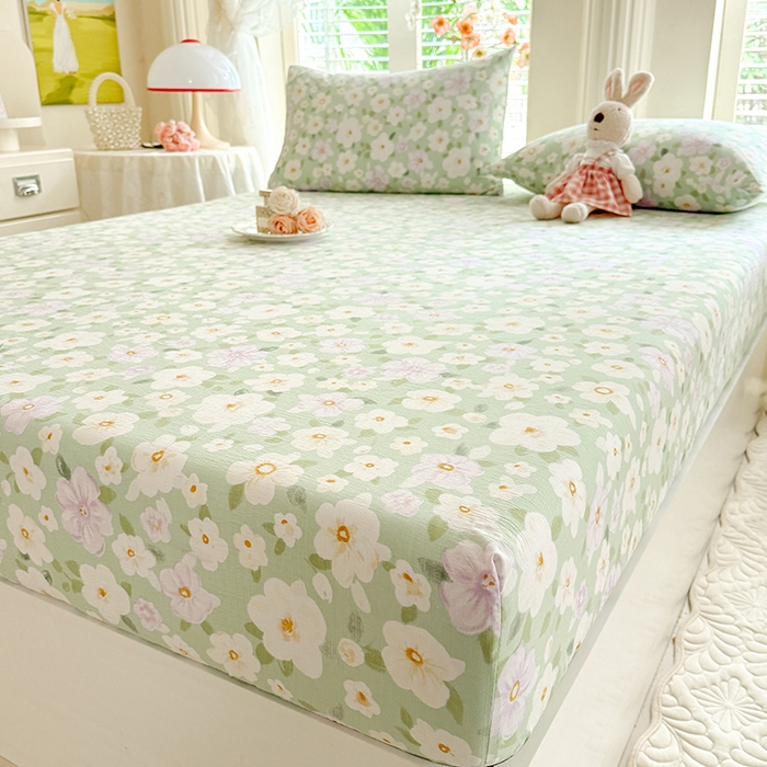 91家纺网 家纺一手货源 找家纺 九诺家纺 2026春夏新款丝柔棉小清新单床笠床罩保护套床笠单件床笠三件套 海岛青春