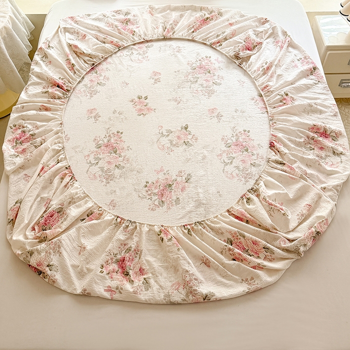 91家纺网 家纺一手货源 找家纺 九诺家纺 2026春夏新款丝柔棉小清新单床笠床罩保护套床笠单件床笠三件套 花谷