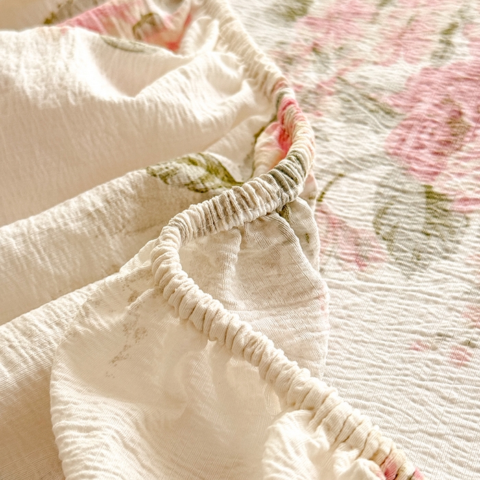 91家纺网 家纺一手货源 找家纺 九诺家纺 2026春夏新款丝柔棉小清新单床笠床罩保护套床笠单件床笠三件套 花谷