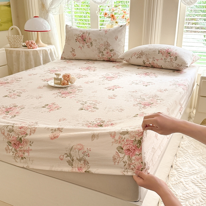 九诺家纺 2026春夏新款丝柔棉小清新单床笠床罩保护套床笠单件床笠三件套 花谷