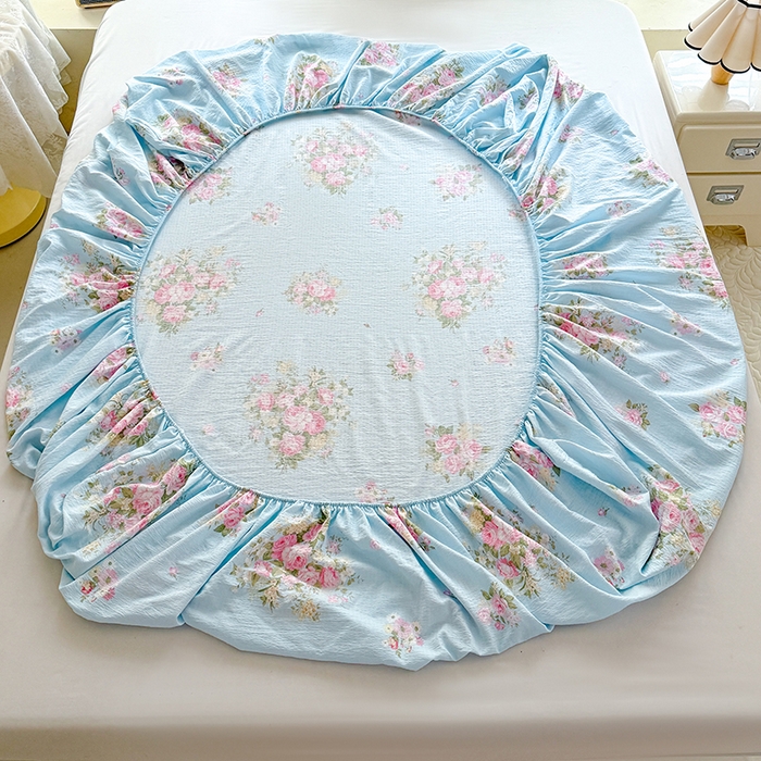 91家纺网 家纺一手货源 找家纺 九诺家纺 2026春夏新款丝柔棉小清新单床笠床罩保护套床笠单件床笠三件套 花语时光