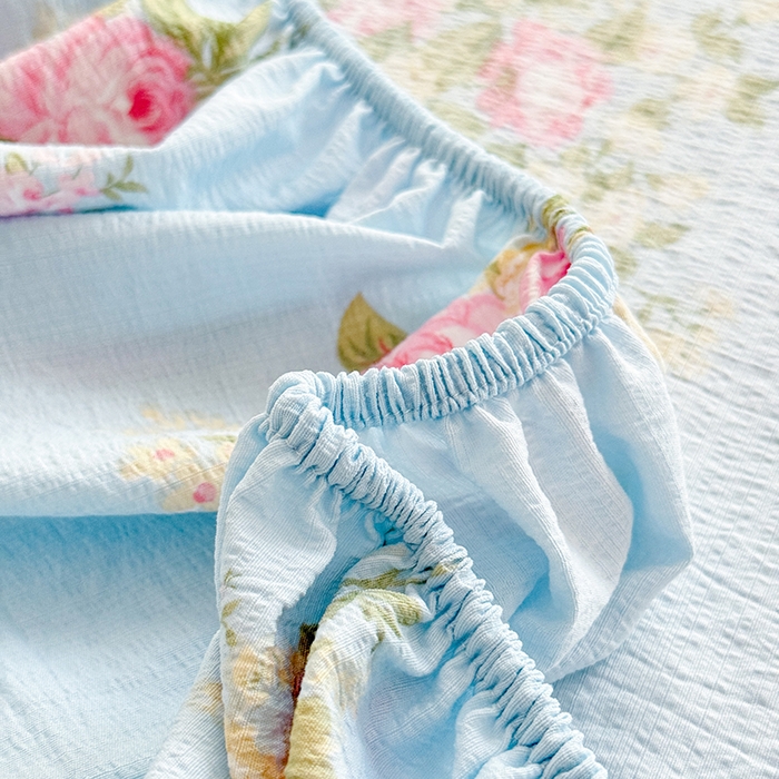 91家纺网 家纺一手货源 找家纺 九诺家纺 2026春夏新款丝柔棉小清新单床笠床罩保护套床笠单件床笠三件套 花语时光