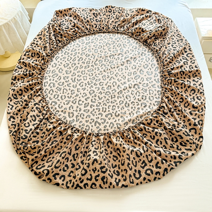 91家纺网 家纺一手货源 找家纺 九诺家纺 2026春夏新款丝柔棉小清新单床笠床罩保护套床笠单件床笠三件套 皇家豹纹