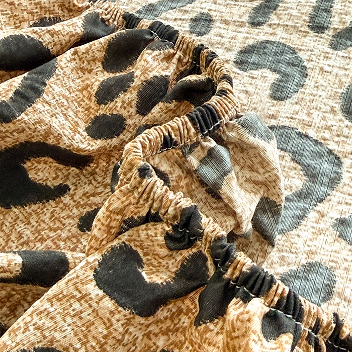 91家纺网 家纺一手货源 找家纺 九诺家纺 2026春夏新款丝柔棉小清新单床笠床罩保护套床笠单件床笠三件套 皇家豹纹