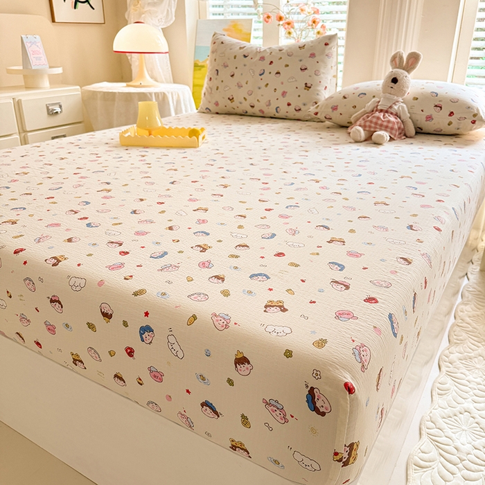 91家纺网 家纺一手货源 找家纺 九诺家纺 2026春夏新款丝柔棉小清新单床笠床罩保护套床笠单件床笠三件套 快乐伙伴