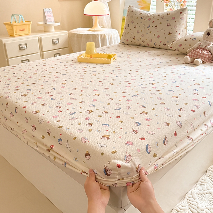 91家纺网 家纺一手货源 找家纺 九诺家纺 2026春夏新款丝柔棉小清新单床笠床罩保护套床笠单件床笠三件套 快乐伙伴