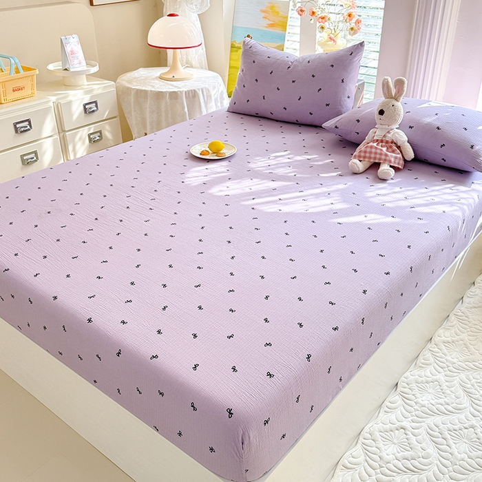 91家纺网 家纺一手货源 找家纺 九诺家纺 2026春夏新款丝柔棉小清新单床笠床罩保护套床笠单件床笠三件套 浪漫心动