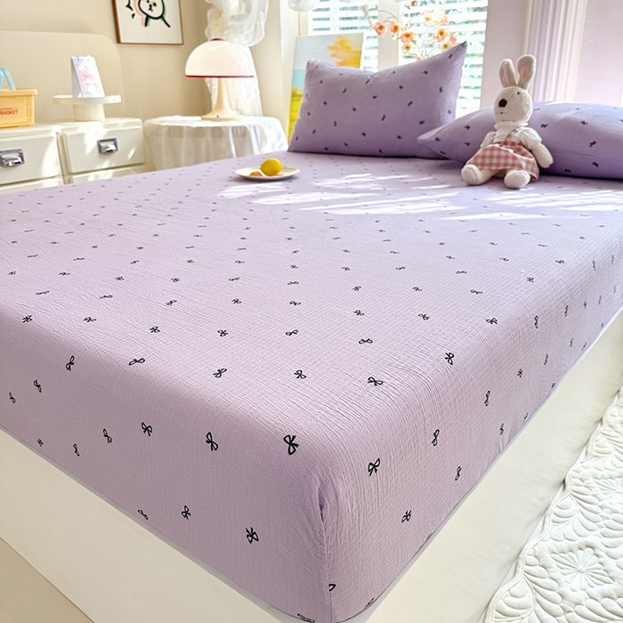 91家纺网 家纺一手货源 找家纺 九诺家纺 2026春夏新款丝柔棉小清新单床笠床罩保护套床笠单件床笠三件套 浪漫心动