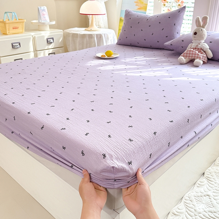 91家纺网 家纺一手货源 找家纺 九诺家纺 2026春夏新款丝柔棉小清新单床笠床罩保护套床笠单件床笠三件套 浪漫心动