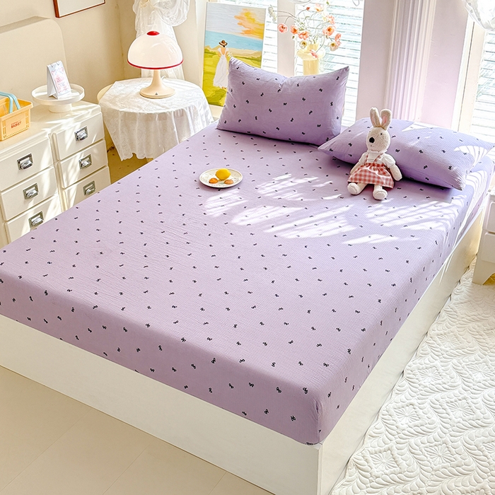 91家纺网 家纺一手货源 找家纺 九诺家纺 2026春夏新款丝柔棉小清新单床笠床罩保护套床笠单件床笠三件套 浪漫心动