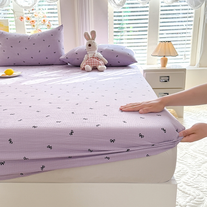 91家纺网 家纺一手货源 找家纺 九诺家纺 2026春夏新款丝柔棉小清新单床笠床罩保护套床笠单件床笠三件套 浪漫心动