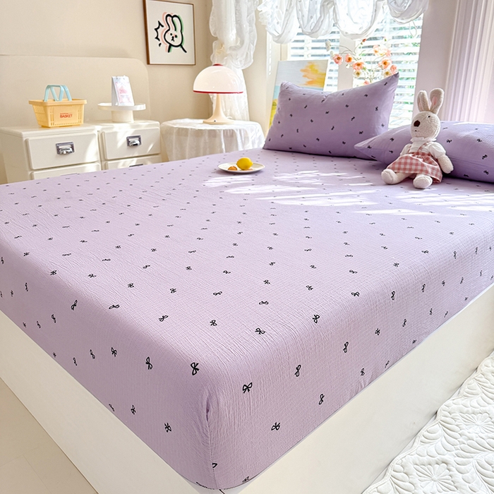 91家纺网 家纺一手货源 找家纺 九诺家纺 2026春夏新款丝柔棉小清新单床笠床罩保护套床笠单件床笠三件套 浪漫心动