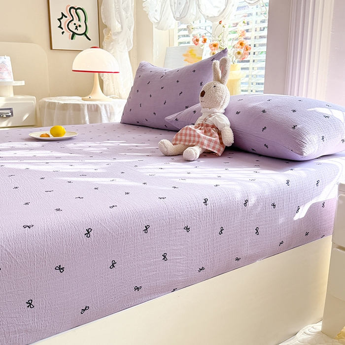 91家纺网 家纺一手货源 找家纺 九诺家纺 2026春夏新款丝柔棉小清新单床笠床罩保护套床笠单件床笠三件套 浪漫心动