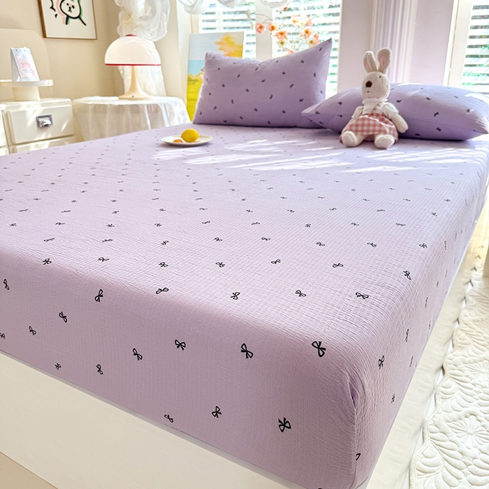 91家纺网 家纺一手货源 找家纺 九诺家纺 2026春夏新款丝柔棉小清新单床笠床罩保护套床笠单件床笠三件套 浪漫心动