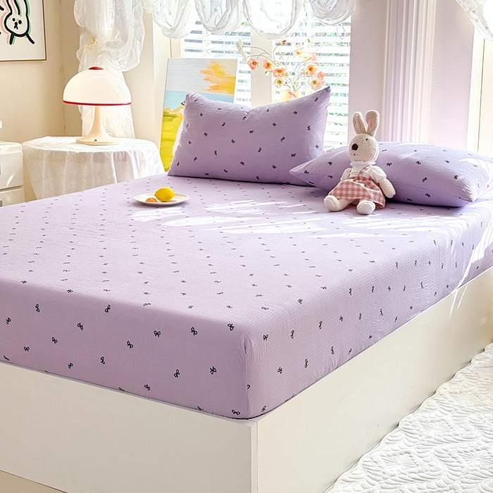 91家纺网 家纺一手货源 找家纺 九诺家纺 2026春夏新款丝柔棉小清新单床笠床罩保护套床笠单件床笠三件套 浪漫心动