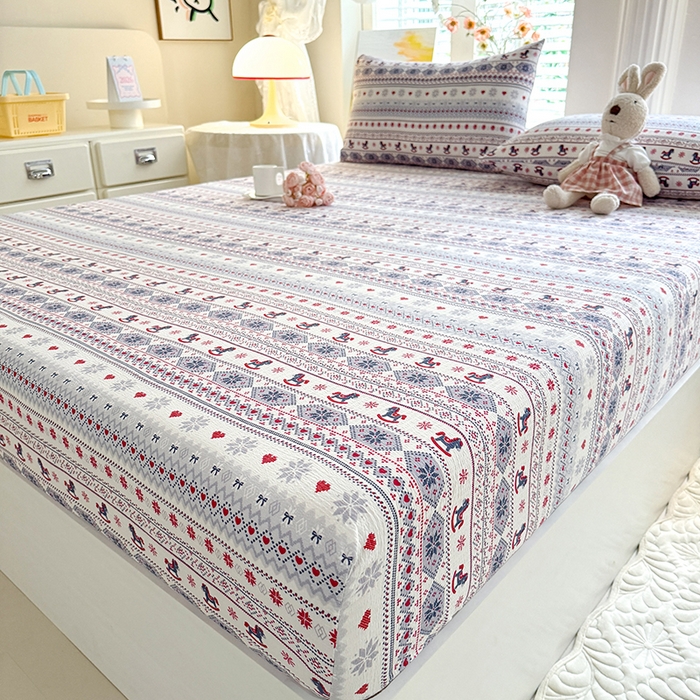 91家纺网 家纺一手货源 找家纺 九诺家纺 2026春夏新款丝柔棉小清新单床笠床罩保护套床笠单件床笠三件套 马上有福