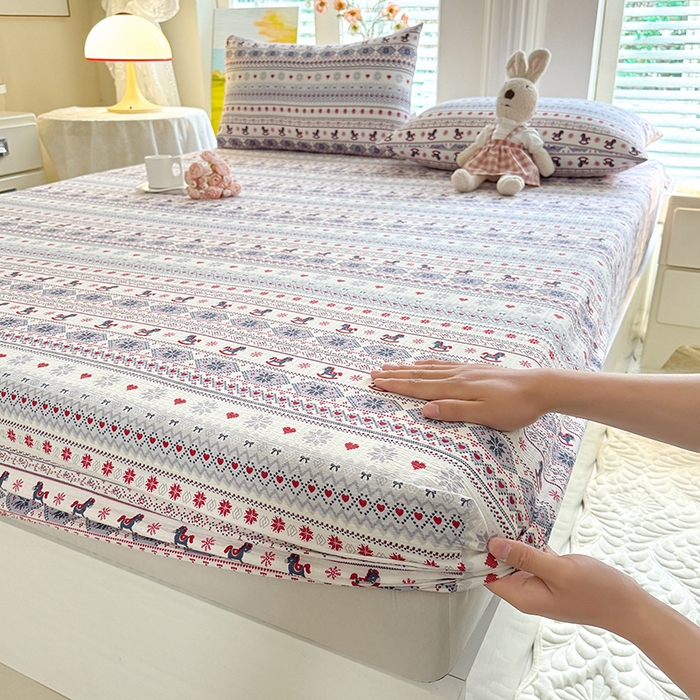 91家纺网 家纺一手货源 找家纺 九诺家纺 2026春夏新款丝柔棉小清新单床笠床罩保护套床笠单件床笠三件套 马上有福