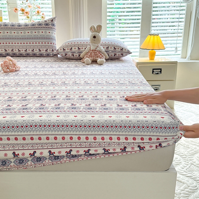 91家纺网 家纺一手货源 找家纺 九诺家纺 2026春夏新款丝柔棉小清新单床笠床罩保护套床笠单件床笠三件套 马上有福