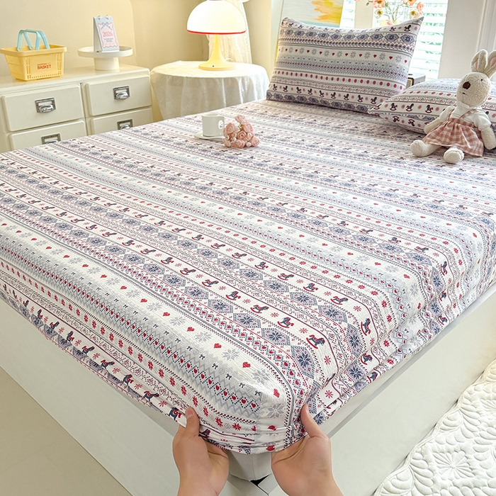 91家纺网 家纺一手货源 找家纺 九诺家纺 2026春夏新款丝柔棉小清新单床笠床罩保护套床笠单件床笠三件套 马上有福