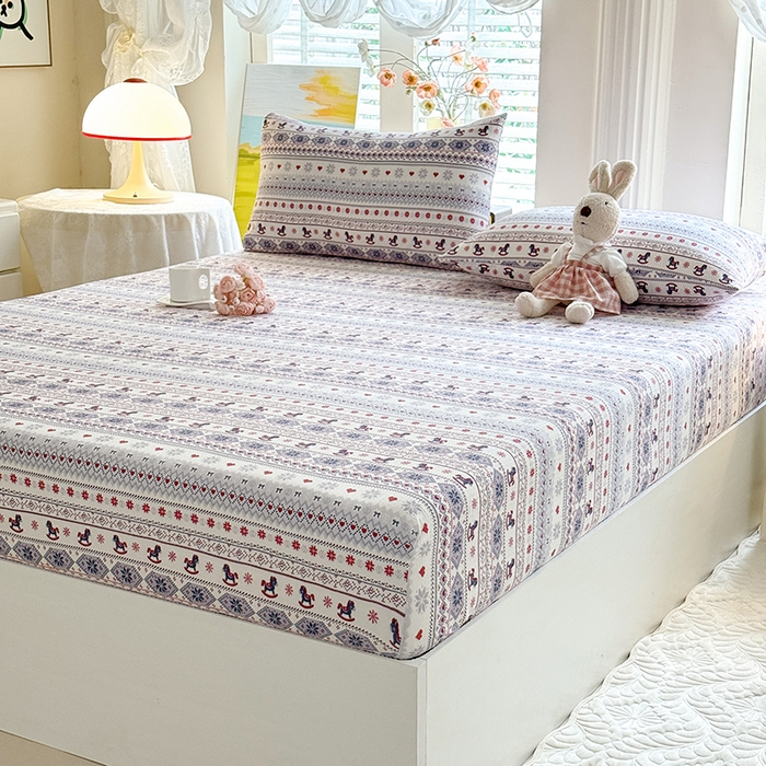 91家纺网 家纺一手货源 找家纺 九诺家纺 2026春夏新款丝柔棉小清新单床笠床罩保护套床笠单件床笠三件套 马上有福