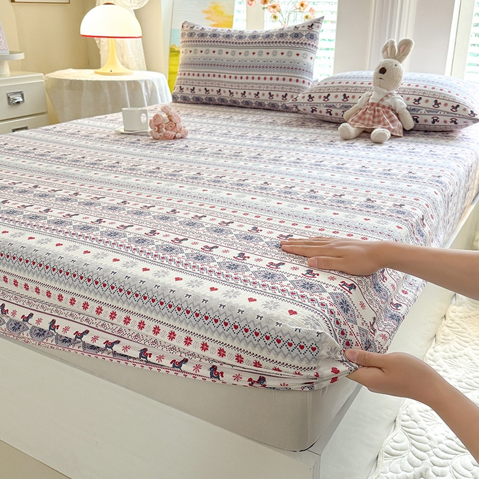 91家纺网 家纺一手货源 找家纺 九诺家纺 2026春夏新款丝柔棉小清新单床笠床罩保护套床笠单件床笠三件套 马上有福