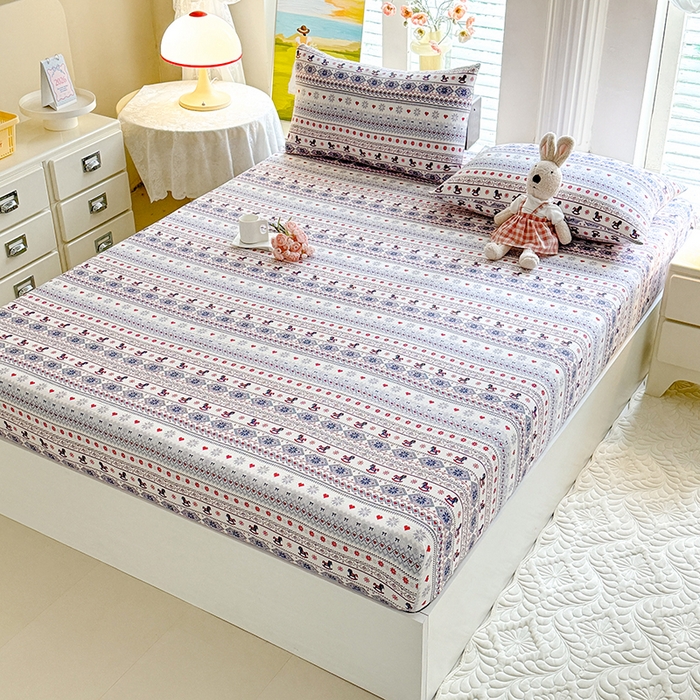 91家纺网 家纺一手货源 找家纺 九诺家纺 2026春夏新款丝柔棉小清新单床笠床罩保护套床笠单件床笠三件套 马上有福