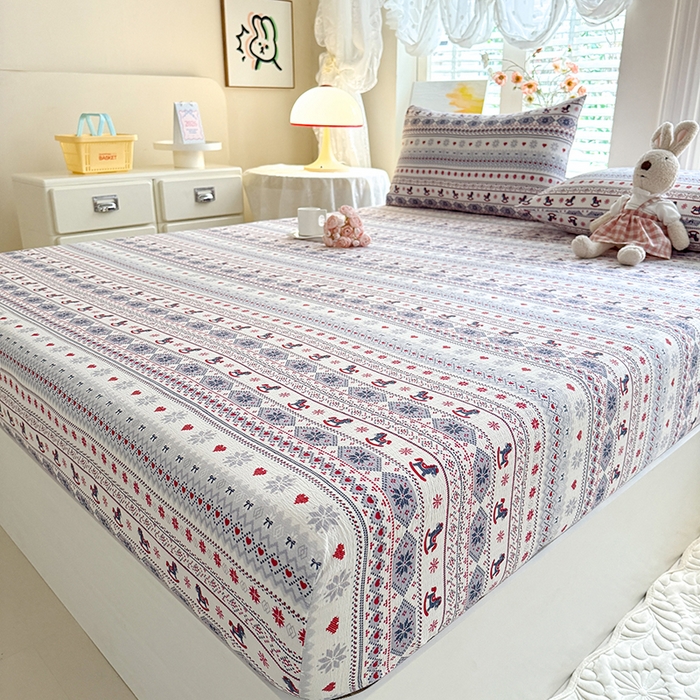 91家纺网 家纺一手货源 找家纺 九诺家纺 2026春夏新款丝柔棉小清新单床笠床罩保护套床笠单件床笠三件套 马上有福