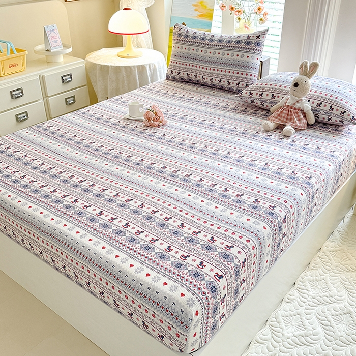 91家纺网 家纺一手货源 找家纺 九诺家纺 2026春夏新款丝柔棉小清新单床笠床罩保护套床笠单件床笠三件套 马上有福