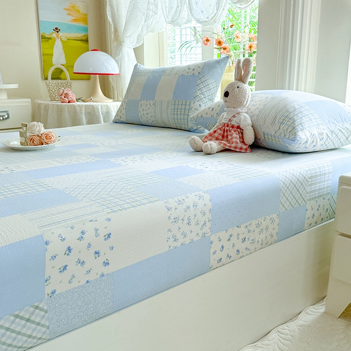 91家纺网 家纺一手货源 找家纺 九诺家纺 2026春夏新款丝柔棉小清新单床笠床罩保护套床笠单件床笠三件套 南笙假日