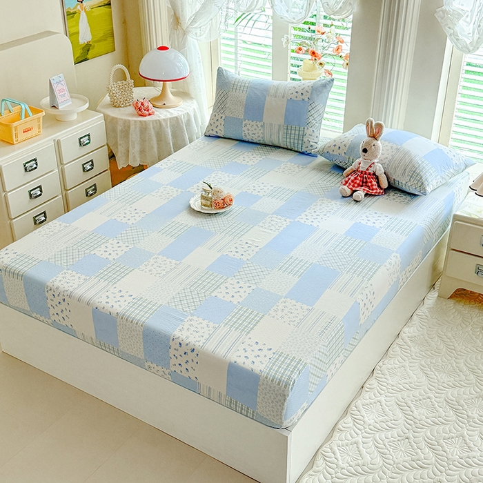 91家纺网 家纺一手货源 找家纺 九诺家纺 2026春夏新款丝柔棉小清新单床笠床罩保护套床笠单件床笠三件套 南笙假日