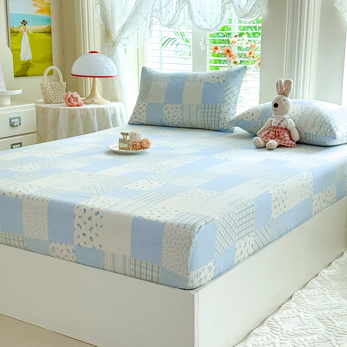 91家纺网 家纺一手货源 找家纺 九诺家纺 2026春夏新款丝柔棉小清新单床笠床罩保护套床笠单件床笠三件套 南笙假日