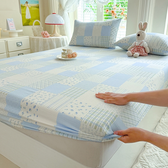 91家纺网 家纺一手货源 找家纺 九诺家纺 2026春夏新款丝柔棉小清新单床笠床罩保护套床笠单件床笠三件套 南笙假日