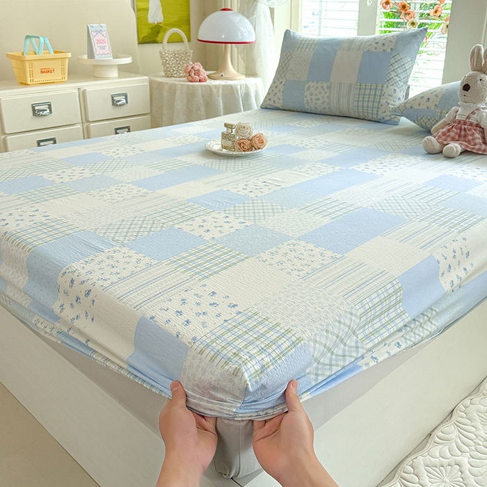 91家纺网 家纺一手货源 找家纺 九诺家纺 2026春夏新款丝柔棉小清新单床笠床罩保护套床笠单件床笠三件套 南笙假日