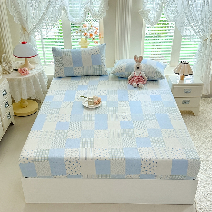 91家纺网 家纺一手货源 找家纺 九诺家纺 2026春夏新款丝柔棉小清新单床笠床罩保护套床笠单件床笠三件套 南笙假日