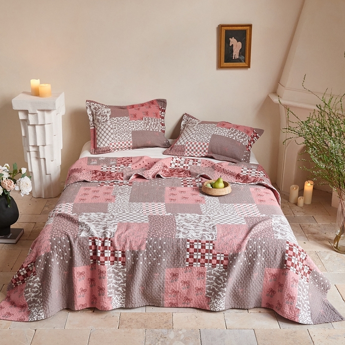 91家纺网 家纺一手货源 找家纺 沐瑟家纺 2026新款床盖三件套 拼接格