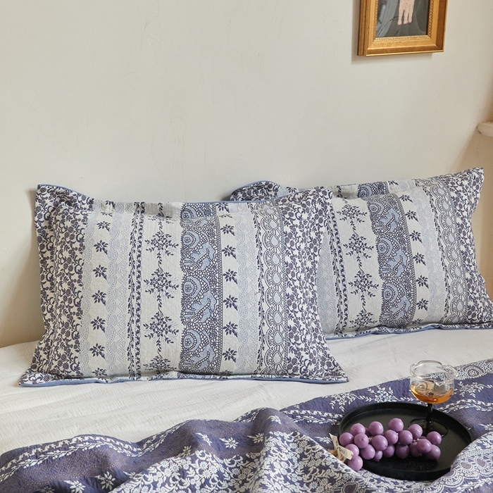 91家纺网 家纺一手货源 找家纺 沐瑟家纺 2026新款床盖三件套 朴纹-蓝