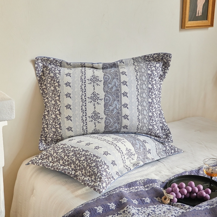 91家纺网 家纺一手货源 找家纺 沐瑟家纺 2026新款床盖三件套 朴纹-蓝