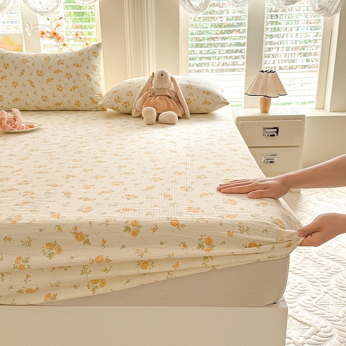 91家纺网 家纺一手货源 找家纺 九诺家纺 2026春夏新款丝柔棉小清新单床笠床罩保护套床笠单件床笠三件套 欧若拉