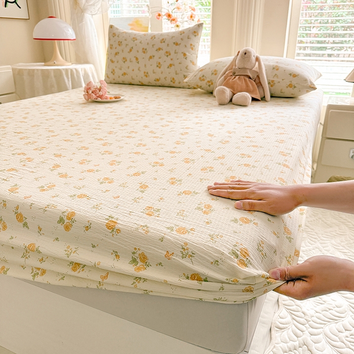 91家纺网 家纺一手货源 找家纺 九诺家纺 2026春夏新款丝柔棉小清新单床笠床罩保护套床笠单件床笠三件套 欧若拉