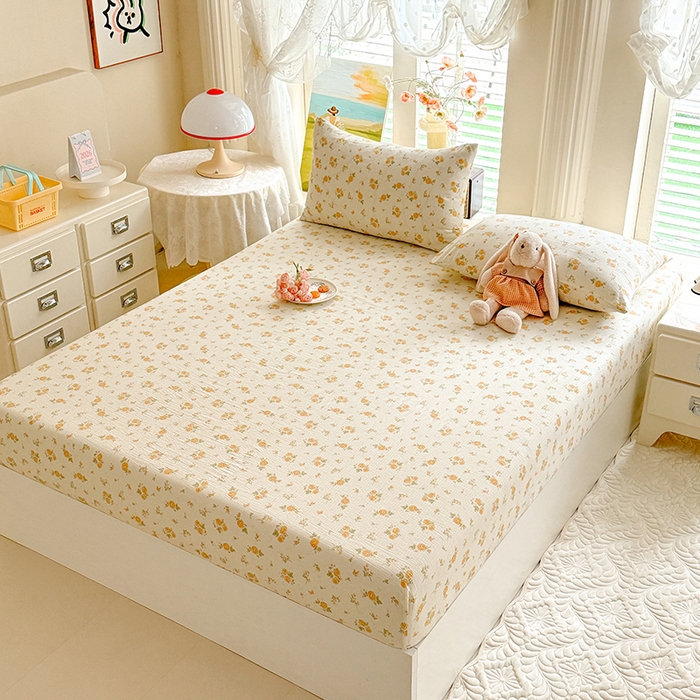 91家纺网 家纺一手货源 找家纺 九诺家纺 2026春夏新款丝柔棉小清新单床笠床罩保护套床笠单件床笠三件套 欧若拉