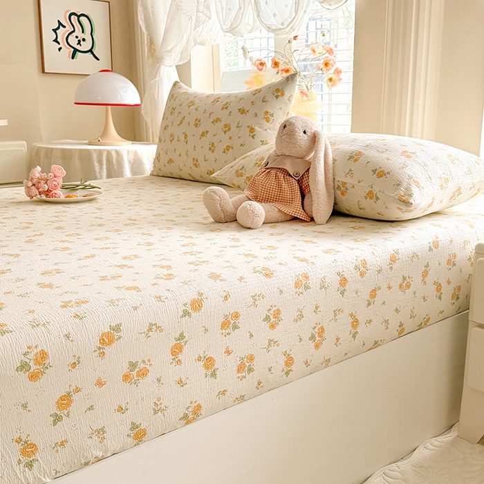 91家纺网 家纺一手货源 找家纺 九诺家纺 2026春夏新款丝柔棉小清新单床笠床罩保护套床笠单件床笠三件套 欧若拉