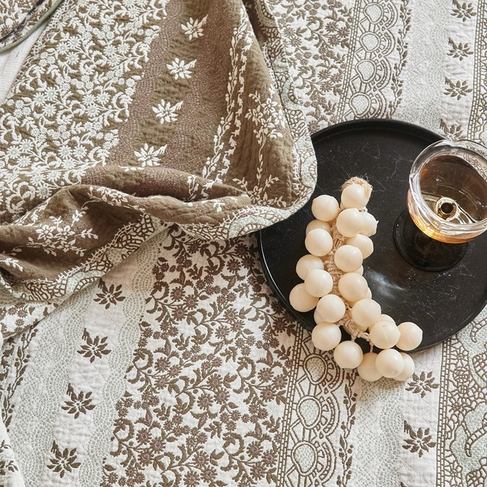 91家纺网 家纺一手货源 找家纺 沐瑟家纺 2026新款床盖三件套 朴纹-绿