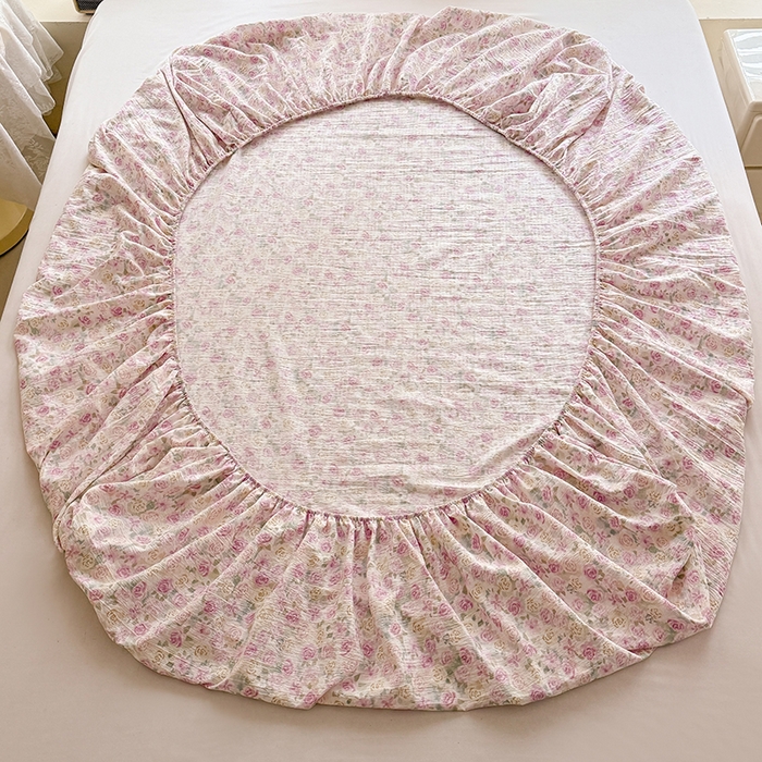 91家纺网 家纺一手货源 找家纺 九诺家纺 2026春夏新款丝柔棉小清新单床笠床罩保护套床笠单件床笠三件套 蔷薇语