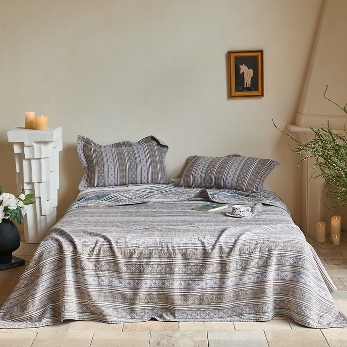 沐瑟家纺 2026新款床盖三件套 织野