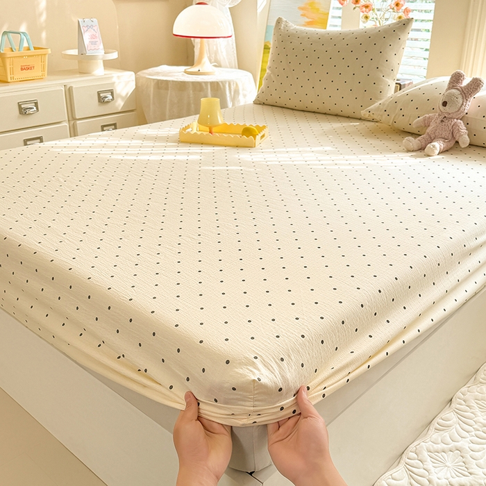 91家纺网 家纺一手货源 找家纺 九诺家纺 2026春夏新款丝柔棉小清新单床笠床罩保护套床笠单件床笠三件套 少女情节