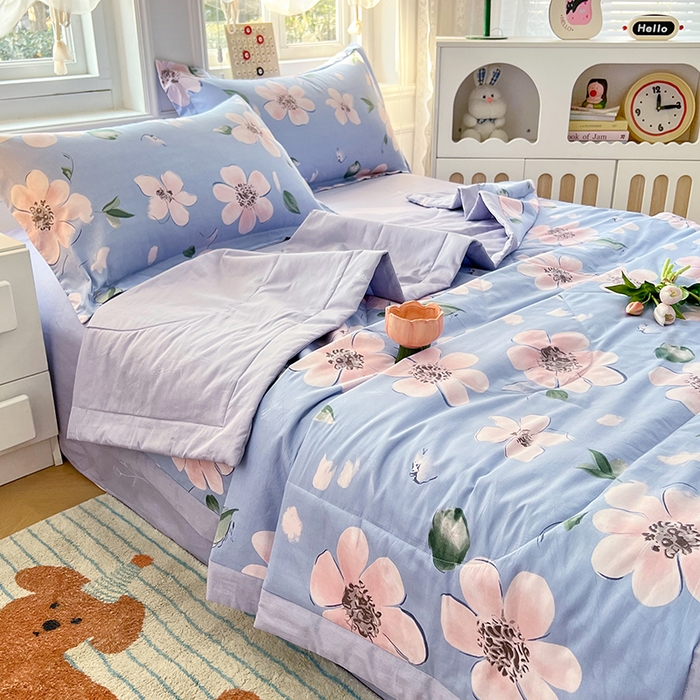 91家纺网 家纺一手货源 找家纺 VIP被业 2026新款新疆棉里外棉全棉空调被夏被夏凉被四件套 春不晚